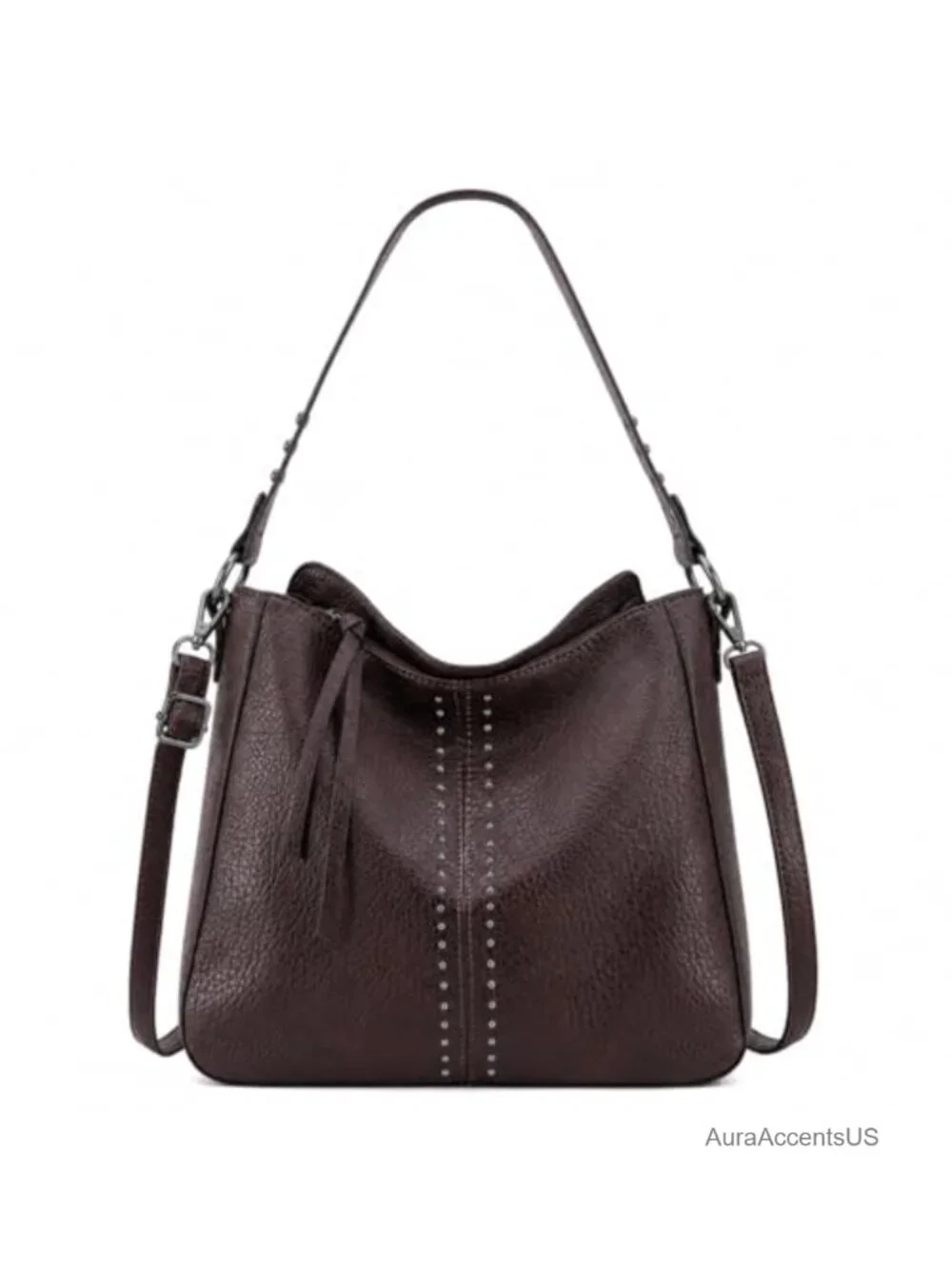 Chic Zip-Top Hobo Bag for Women Crossbody Shoulder Purse Faux Leather